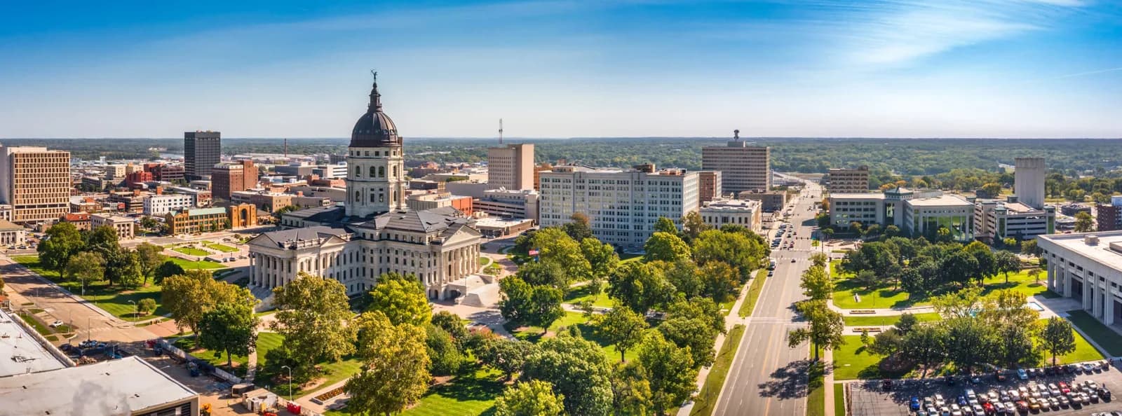 Topeka skyline with the Kansas State Capitol dome. Photo: Emerson College Polling