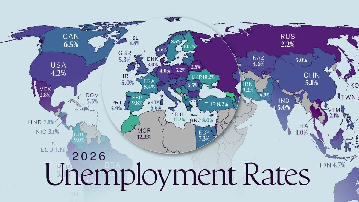 Mapped: Unemployment Rates Around the World in 2026