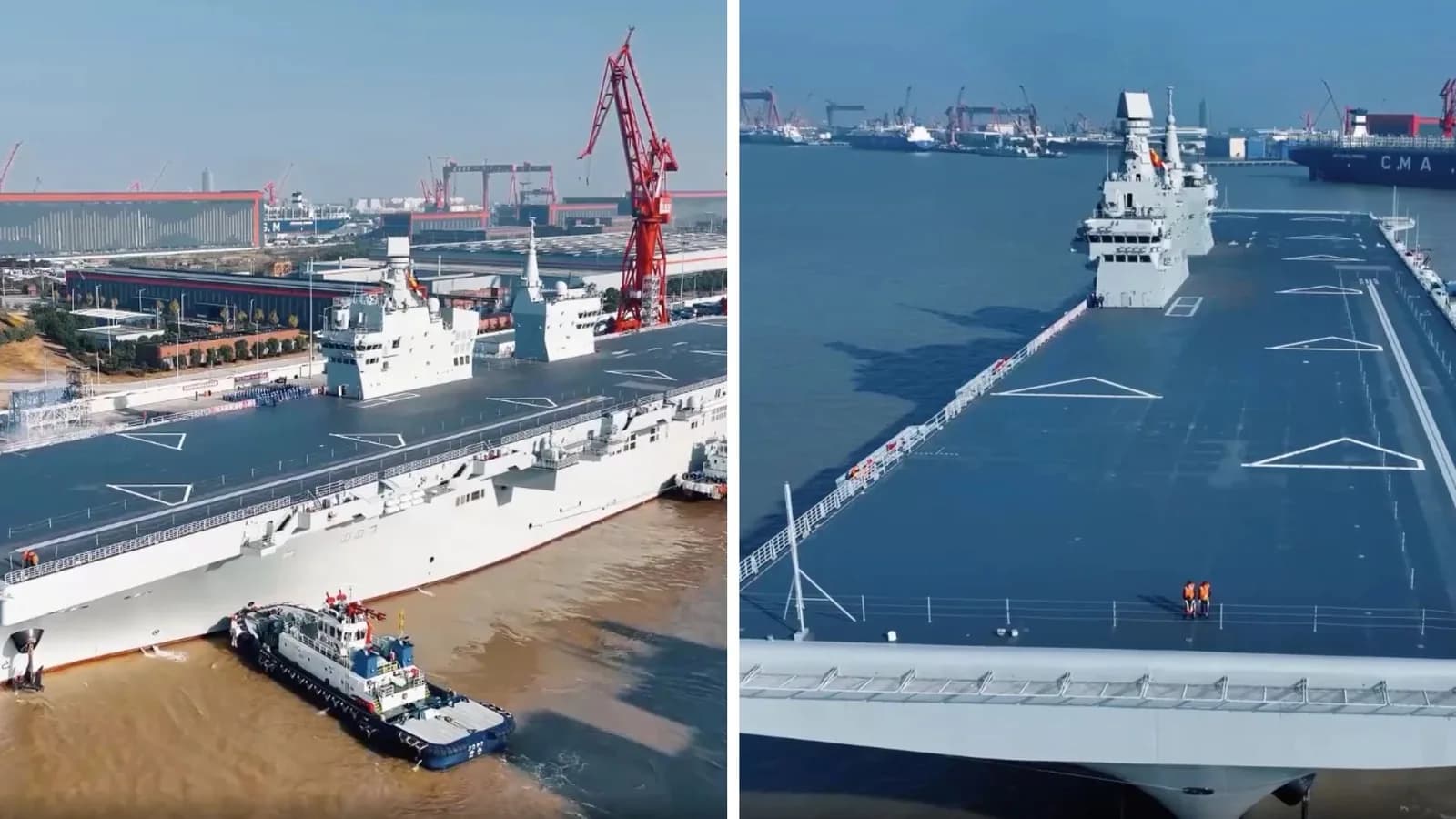China showcases world’s first catapult-capable drone carrier; stealth UAV completes takeoff, landing