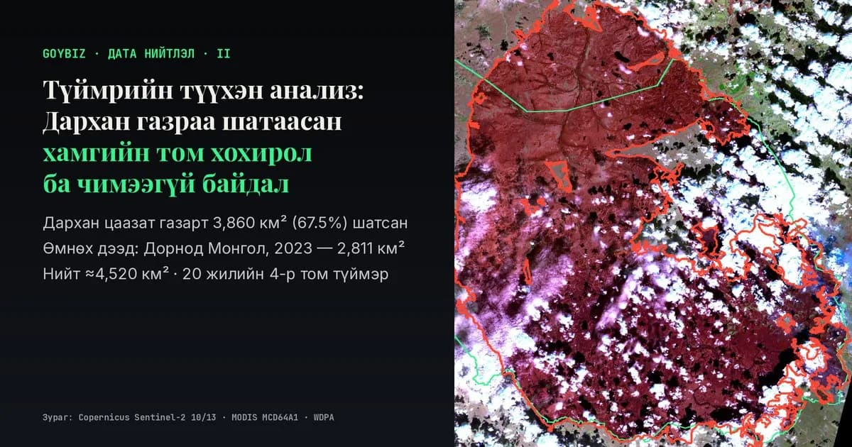 Burned area of Numrug Strictly Protected Area, Sentinel-2 image, Goybiz