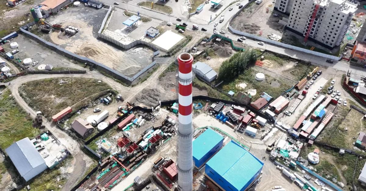 Дамбадаржаагийн дулааны станцын барилгын талбайг агаараас харуулсан зураг. Зураг: Amlalt.mn
