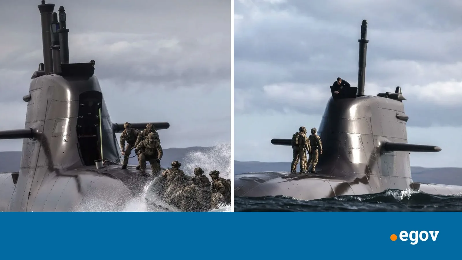 Commandos take a ride on huge attack submarines during NATO war exercise