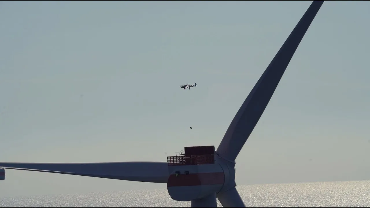 Autonomous heavy cargo drones airlift 143-pound loads to North Sea wind turbines