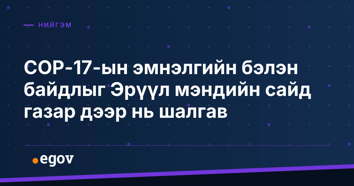 COP-17-ын эмнэлгийн бэлэн байдлыг Эрүүл мэндийн сайд газар дээр нь шалгав