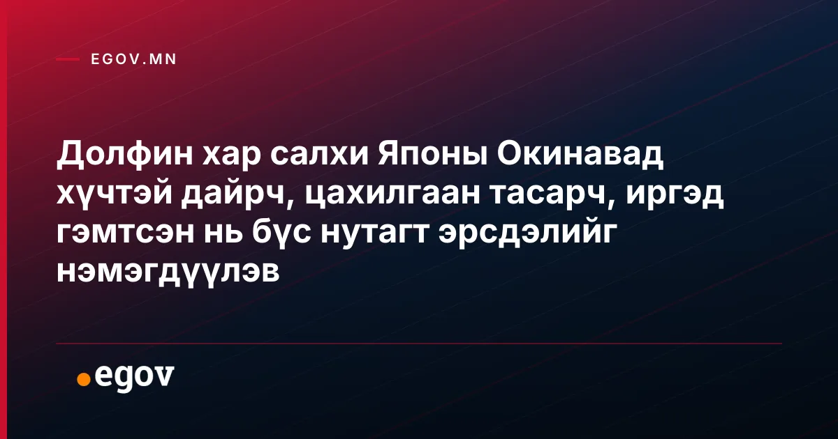 Долфин хар салхи Японы Окинавад хүчтэй дайрч, цахилгаан тасарч, иргэд гэмтсэн нь бүс нутагт эрсдэлийг нэмэгдүүлэв