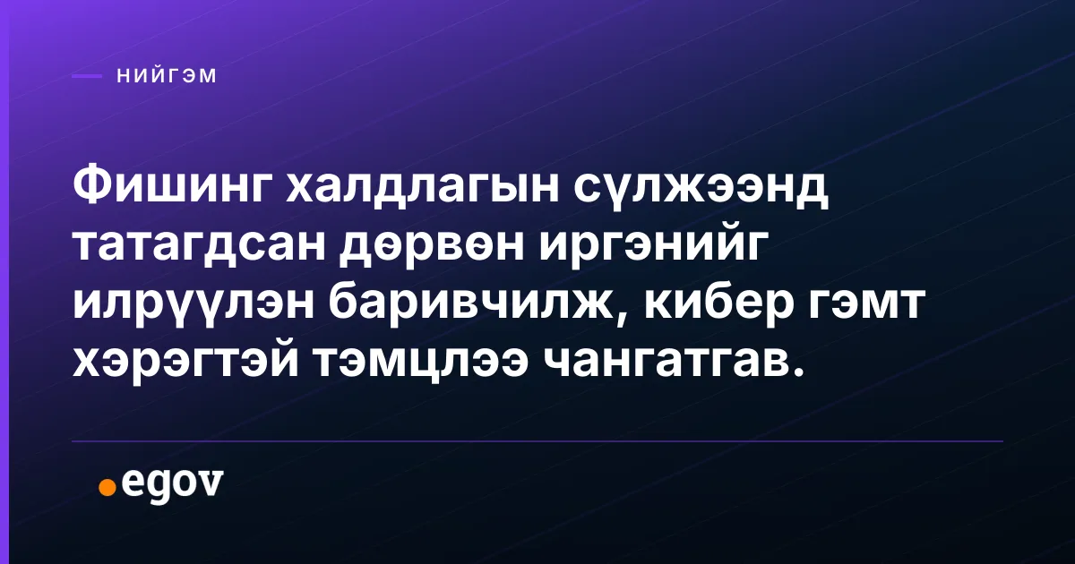 Фишинг халдлагын сүлжээнд татагдсан дөрвөн иргэнийг илрүүлэн баривчилж, кибер гэмт хэрэгтэй тэмцлээ чангатгав.