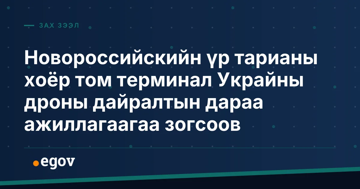 Новороссийскийн үр тарианы хоёр том терминал Украйны дроны дайралтын дараа ажиллагаагаа зогсоов