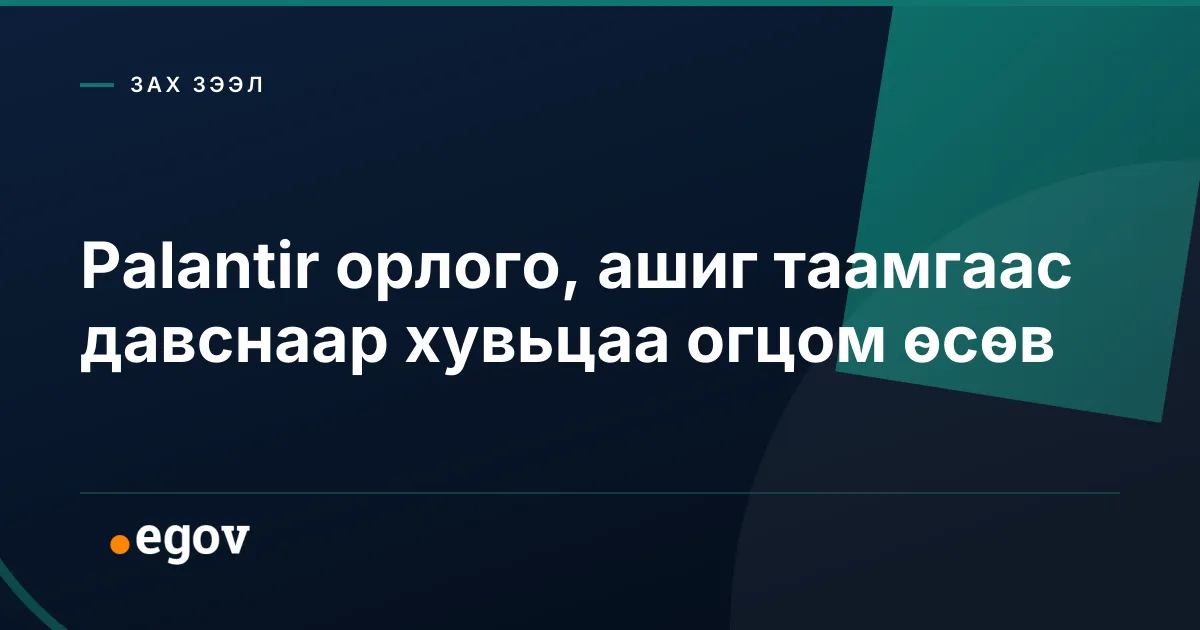 Palantir орлого, ашиг таамгаас давснаар хувьцаа огцом өсөв