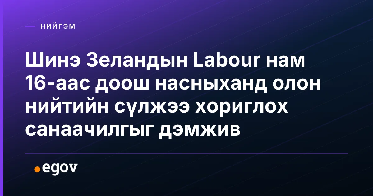 Шинэ Зеландын Labour нам 16-аас доош насныханд олон нийтийн сүлжээ хориглох санаачилгыг дэмжив