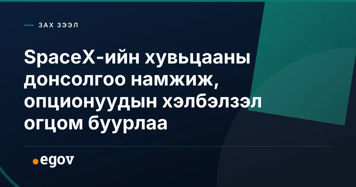 SpaceX-ийн хувьцааны донсолгоо намжиж, опционуудын хэлбэлзэл огцом буурлаа