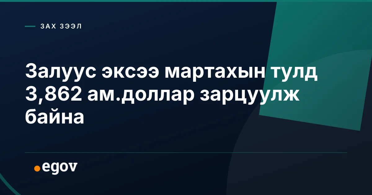 Залуус эксээ мартахын тулд 3,862 ам.доллар зарцуулж байна