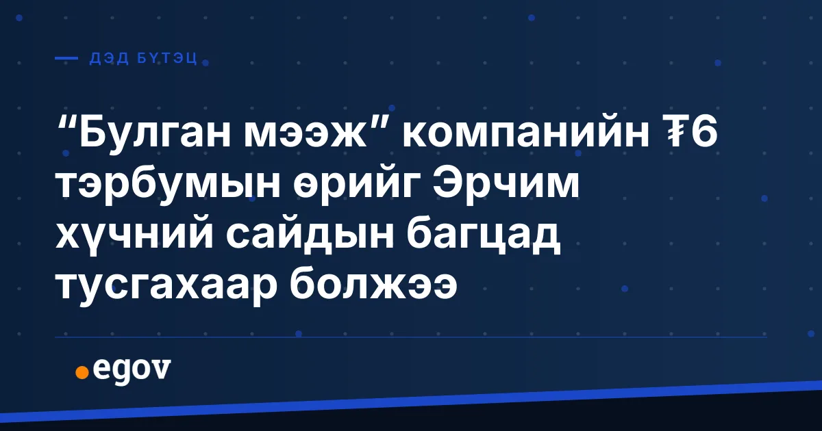 “Булган мээж” компанийн ₮6 тэрбумын өрийг Эрчим хүчний сайдын багцад тусгахаар болжээ