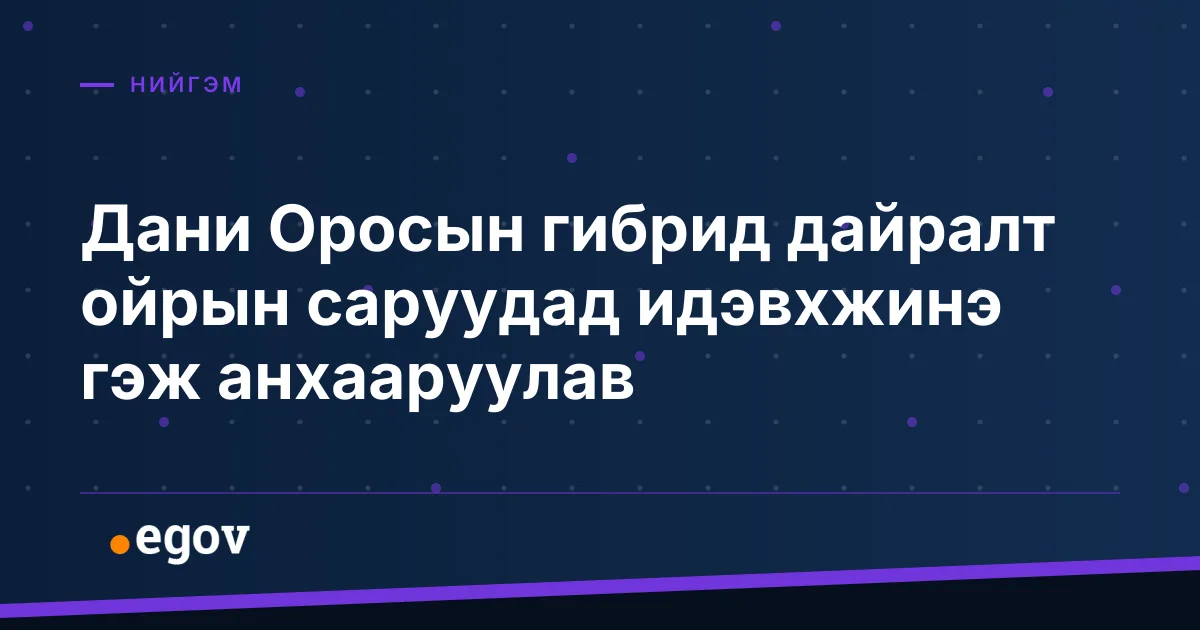 Дани Оросын гибрид дайралт ойрын саруудад идэвхжинэ гэж анхааруулав