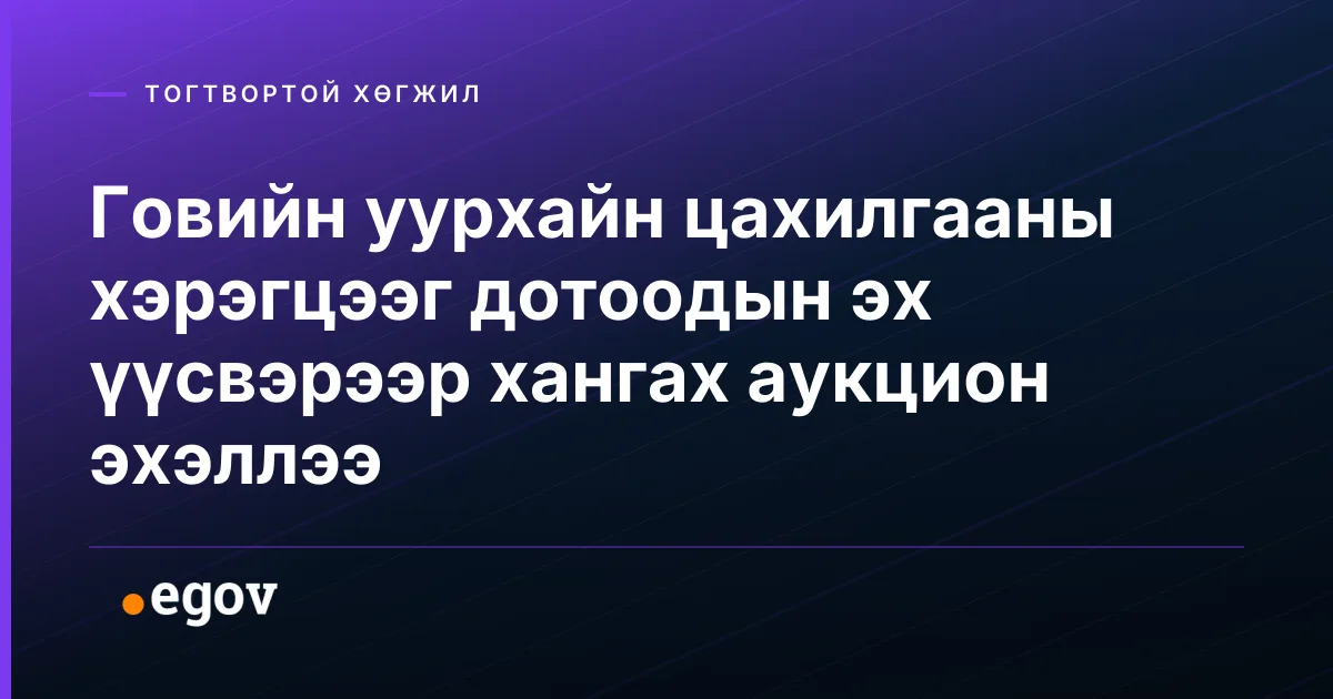 Говийн уурхайн цахилгааны хэрэгцээг дотоодын эх үүсвэрээр хангах аукцион эхэллээ