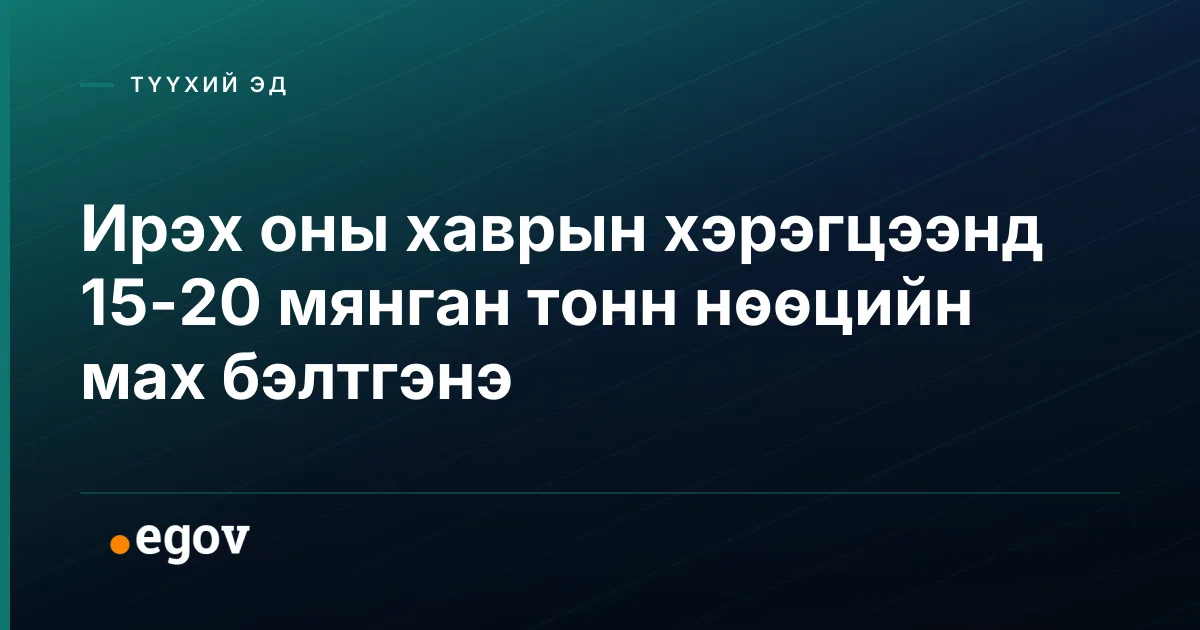 Ирэх оны хаврын хэрэгцээнд 15-20 мянган тонн нөөцийн мах бэлтгэнэ