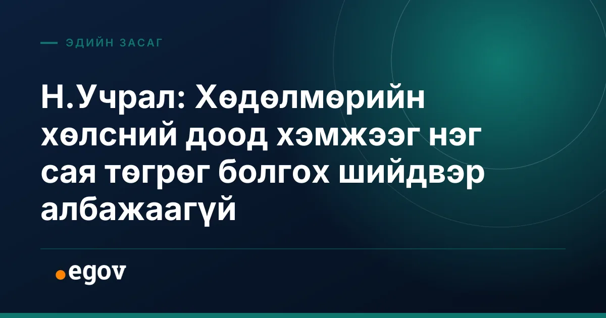 Н.Учрал: Хөдөлмөрийн хөлсний доод хэмжээг нэг сая төгрөг болгох шийдвэр албажаагүй