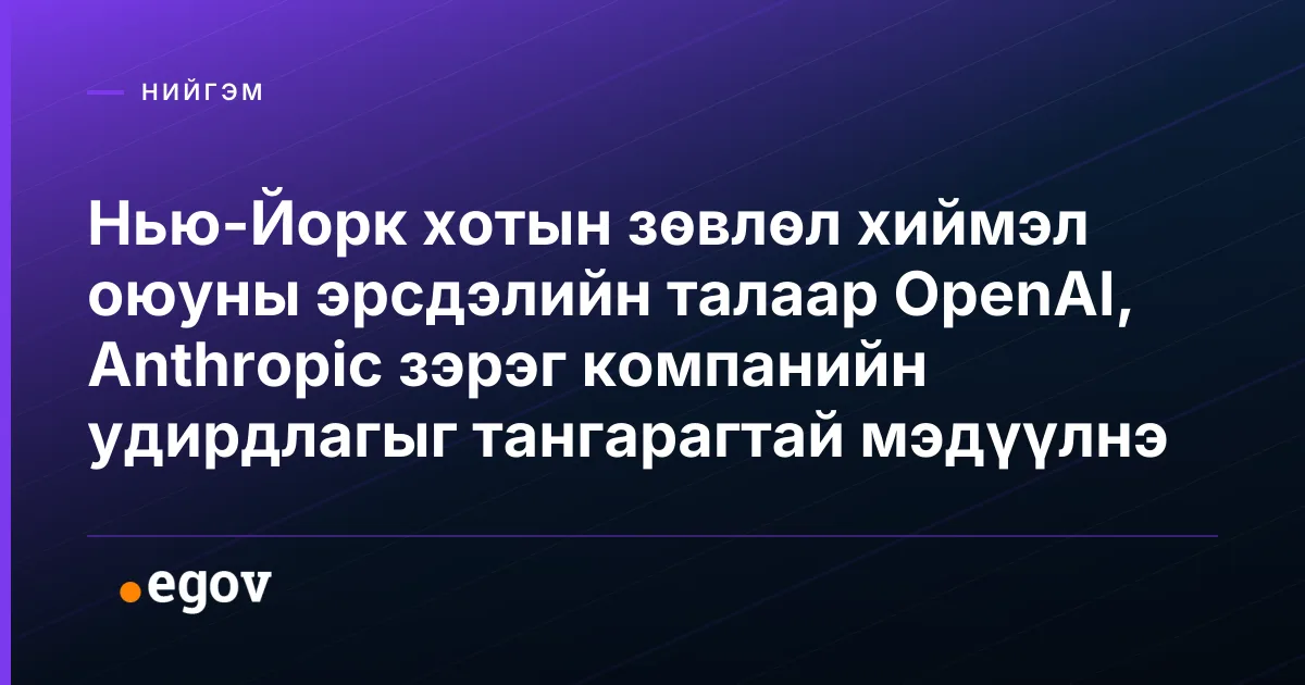 Нью-Йорк хотын зөвлөл хиймэл оюуны эрсдэлийн талаар OpenAI, Anthropic зэрэг компанийн удирдлагыг тангарагтай мэдүүлнэ