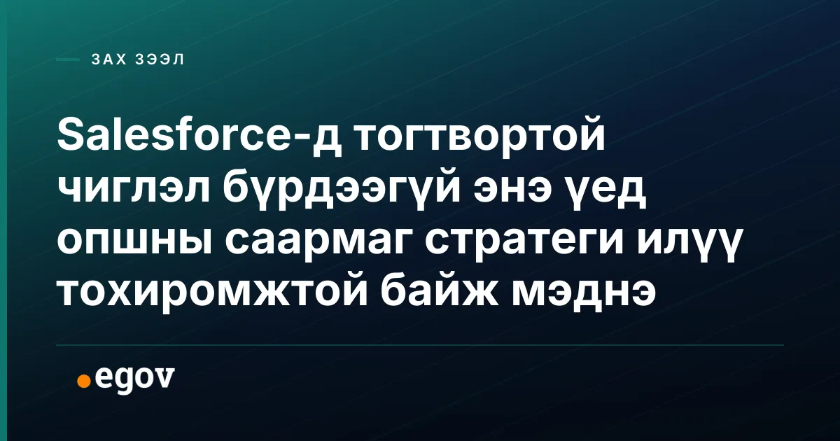 Salesforce-д тогтвортой чиглэл бүрдээгүй энэ үед опшны саармаг стратеги илүү тохиромжтой байж мэднэ