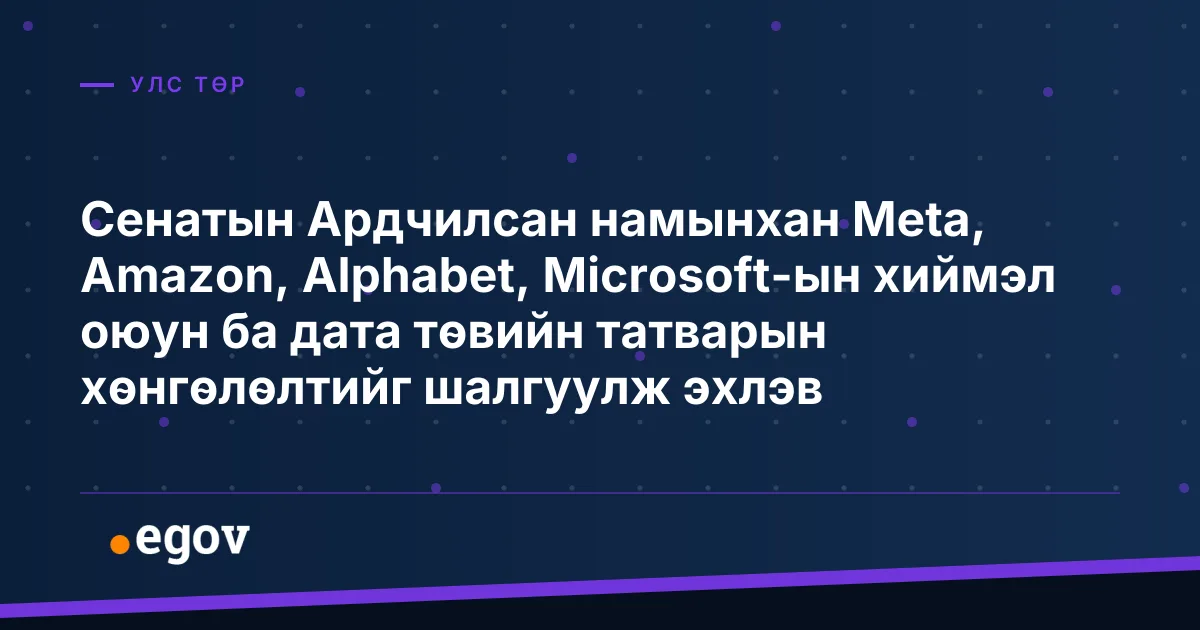 Сенатын Ардчилсан намынхан Meta, Amazon, Alphabet, Microsoft-ын хиймэл оюун ба дата төвийн татварын хөнгөлөлтийг шалгуулж эхлэв