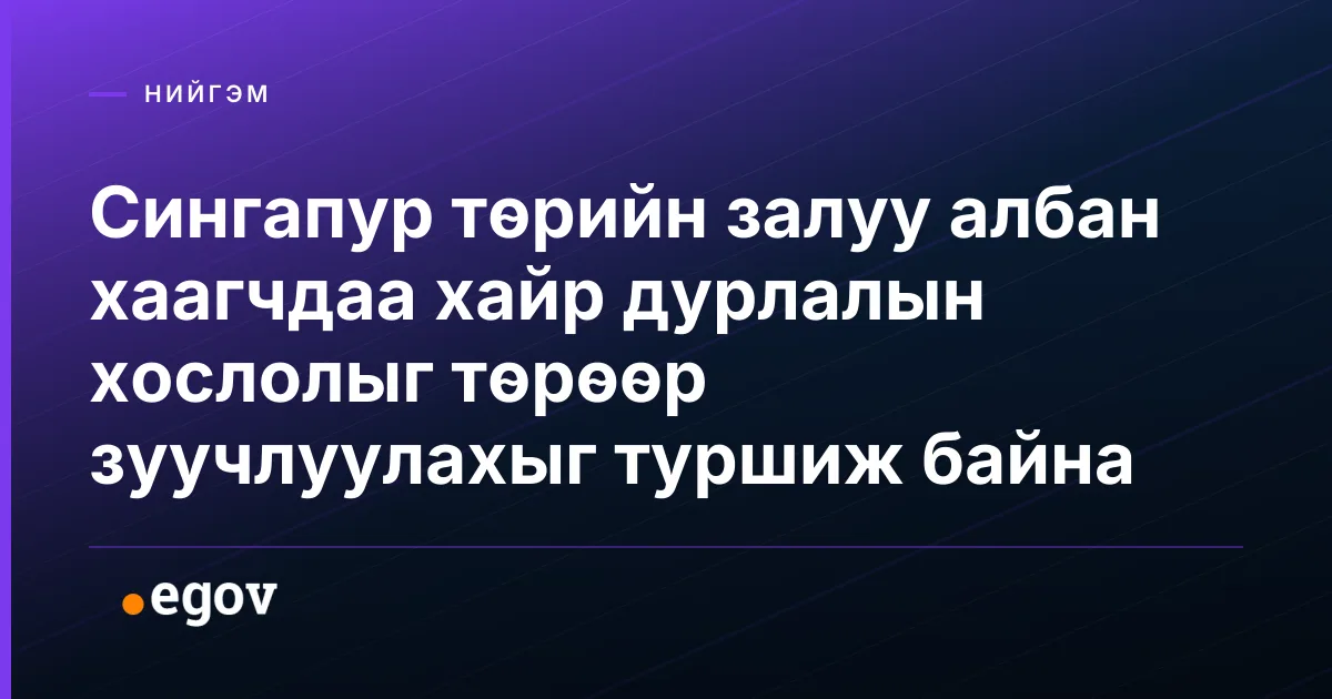 Сингапур төрийн залуу албан хаагчдаа хайр дурлалын хослолыг төрөөр зуучлуулахыг туршиж байна