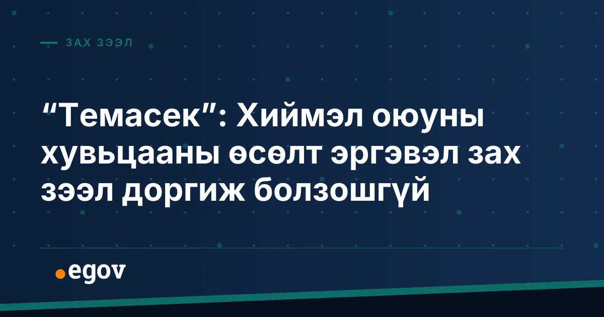 “Темасек”: Хиймэл оюуны хувьцааны өсөлт эргэвэл зах зээл доргиж болзошгүй