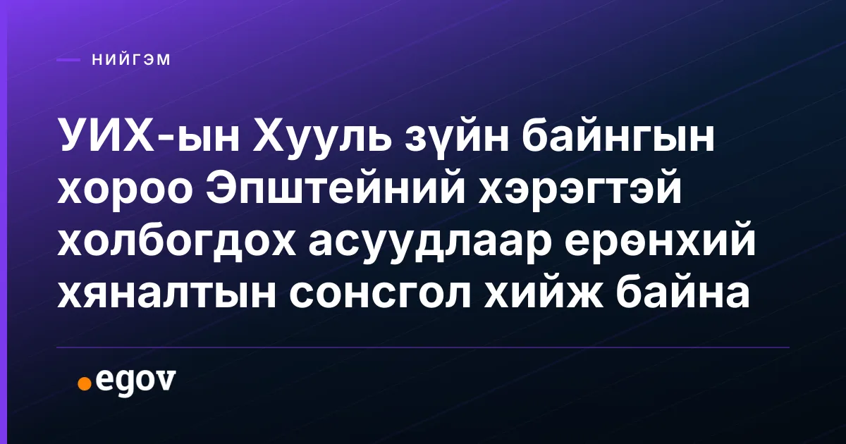 УИХ-ын Хууль зүйн байнгын хороо Эпштейний хэрэгтэй холбогдох асуудлаар ерөнхий хяналтын сонсгол хийж байна