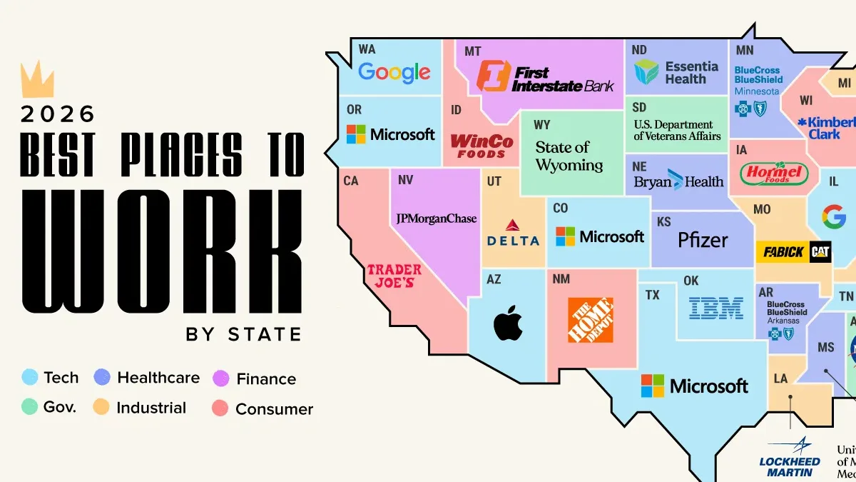 Mapped: The Best Employer in Every U.S. State
