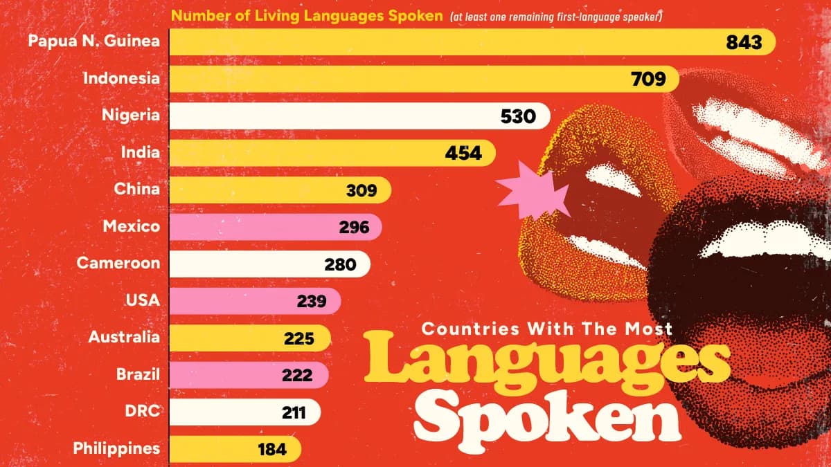 Ranked: Countries With the Most Languages