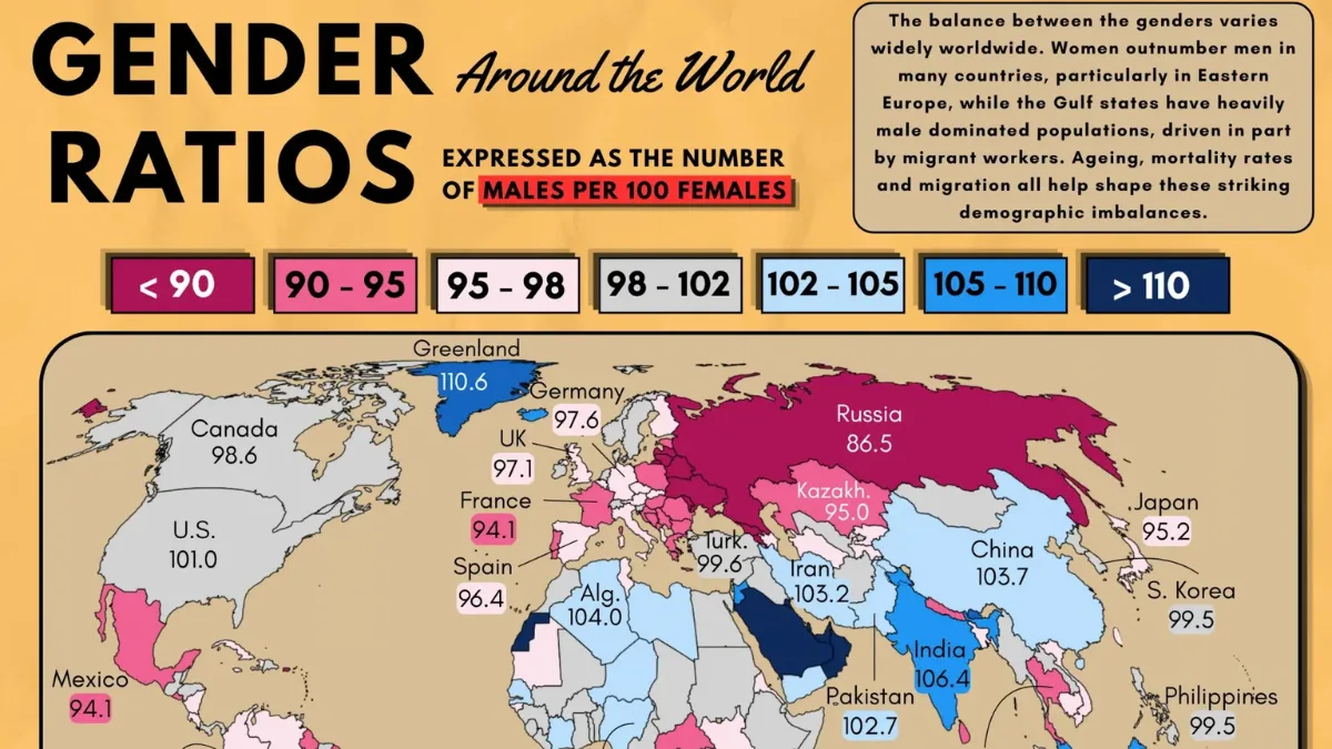 Mapped: The Male-to-Female Ratio in Every Country