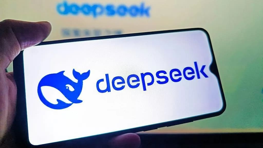 A smartphone screen displaying the whale logo of Chinese AI company DeepSeek