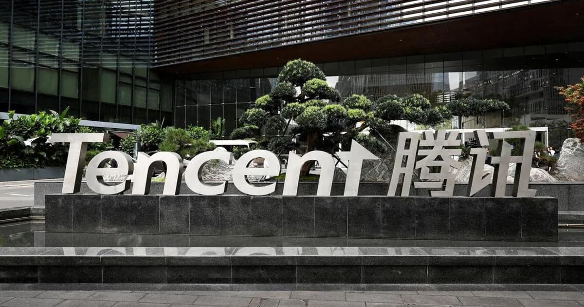 Tencent logo sign outside the company’s headquarters in Shenzhen (Reuters)