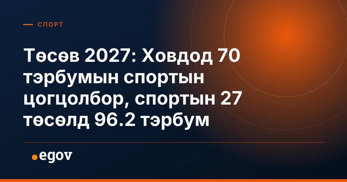 Төсөв 2027: Ховдод 70 тэрбумын спортын цогцолбор, спортын 27 төсөлд 96.2 тэрбум
