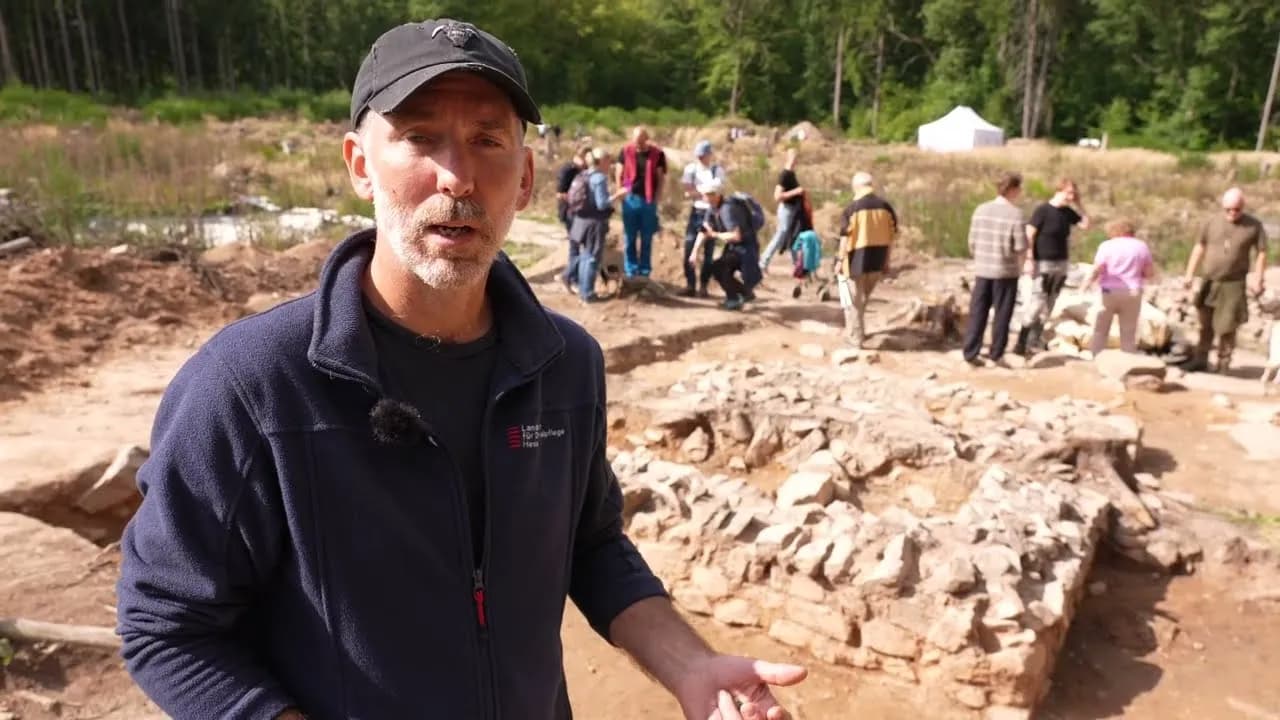 A 16-foot Roman temple to Mars, complete with Victoria statuette, unearthed near Frankfurt