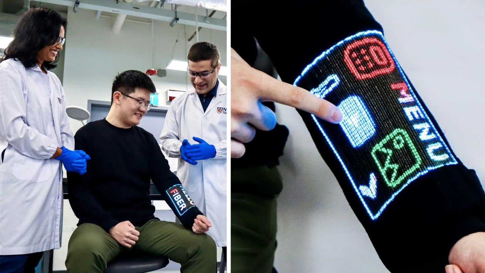 World-first touchscreen built into garment showcased, displays videos, responds to finger presses
